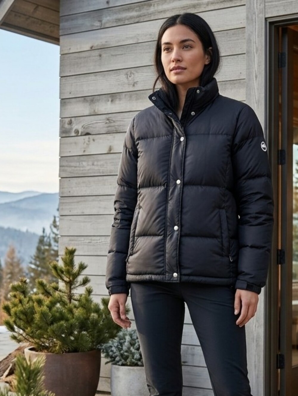 American Eagle Black Duck Down Puffer Coat Sz Medium